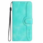For iPhone 16 Heart Pattern Skin Feel Leather Phone Case(Light Blue) - 2