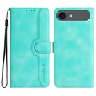 For iPhone 17 Air Heart Pattern Skin Feel Leather Phone Case(Light Blue) - 1