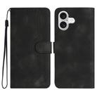 For iPhone 17 Heart Pattern Skin Feel Leather Phone Case(Black) - 1