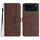 For iPhone 17 Pro Max Heart Pattern Skin Feel Leather Phone Case(Brown) - 1