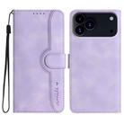 For iPhone 17 Pro Max Heart Pattern Skin Feel Leather Phone Case(Purple) - 1
