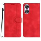 For OPPO A58 Heart Pattern Skin Feel Leather Phone Case(Red) - 1