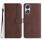 For OPPO A58 Heart Pattern Skin Feel Leather Phone Case(Brown) - 1