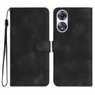 For OPPO A58 Heart Pattern Skin Feel Leather Phone Case(Black) - 1