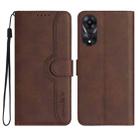 For OPPO A78 Heart Pattern Skin Feel Leather Phone Case(Brown) - 1