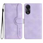 For OPPO A78 Heart Pattern Skin Feel Leather Phone Case(Purple) - 1