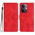 For OPPO K11 Heart Pattern Skin Feel Leather Phone Case(Red) - 1