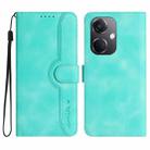 For OPPO K11 Heart Pattern Skin Feel Leather Phone Case(Light Blue) - 1