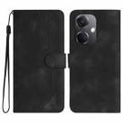 For OPPO K11 Heart Pattern Skin Feel Leather Phone Case(Black) - 1