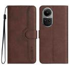 For OPPO Reno10 5G / Reno10 Pro 5G Global Heart Pattern Skin Feel Leather Phone Case(Brown) - 1