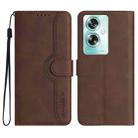 For OPPO A79 Heart Pattern Skin Feel Leather Phone Case(Brown) - 1