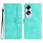 For OPPO A60 Heart Pattern Skin Feel Leather Phone Case(Light Blue) - 1