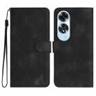 For OPPO A60 Heart Pattern Skin Feel Leather Phone Case(Black) - 1