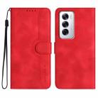For OPPO Reno12 Global Heart Pattern Skin Feel Leather Phone Case(Red) - 1