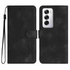 For OPPO Reno12 Global Heart Pattern Skin Feel Leather Phone Case(Black) - 1