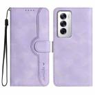 For OPPO Reno12 Global Heart Pattern Skin Feel Leather Phone Case(Purple) - 1