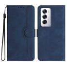 For OPPO Reno12 Global Heart Pattern Skin Feel Leather Phone Case(Royal Blue) - 1