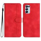 For OPPO Reno5 4G / 5G / Find X3 Lite Heart Pattern Skin Feel Leather Phone Case(Red) - 1