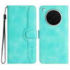 For OPPO Find X8s Heart Pattern Skin Feel Leather Phone Case(Light Blue) - 1