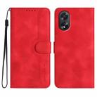 For OPPO A38 /  A18 Heart Pattern Skin Feel Leather Phone Case(Red) - 1