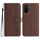 For OPPO A54 5G / A74 5G / A93 5G Heart Pattern Skin Feel Leather Phone Case(Brown) - 1