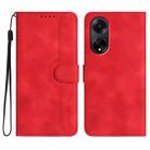 For OPPO A98 5G Heart Pattern Skin Feel Leather Phone Case(Red) - 1