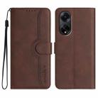 For OPPO A98 5G Heart Pattern Skin Feel Leather Phone Case(Brown) - 1