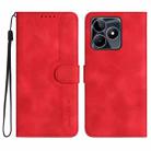 For Realme C53 Heart Pattern Skin Feel Leather Phone Case(Red) - 1