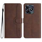 For Realme C53 Heart Pattern Skin Feel Leather Phone Case(Brown) - 1