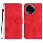 For Realme 11 Heart Pattern Skin Feel Leather Phone Case(Red) - 1