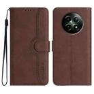 For Realme 12 5G Global Heart Pattern Skin Feel Leather Phone Case(Brown) - 1