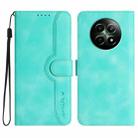 For Realme 12 5G Global Heart Pattern Skin Feel Leather Phone Case(Light Blue) - 1