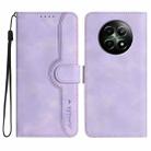 For Realme 12 5G Global Heart Pattern Skin Feel Leather Phone Case(Purple) - 1