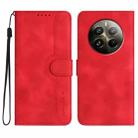 For Realme 12+ 5G Global Heart Pattern Skin Feel Leather Phone Case(Red) - 1