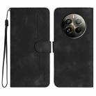 For Realme 12+ 5G Global Heart Pattern Skin Feel Leather Phone Case(Black) - 1