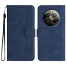 For Realme 12+ 5G Global Heart Pattern Skin Feel Leather Phone Case(Royal Blue) - 1