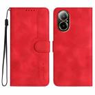 For Realme C67 4G Global Heart Pattern Skin Feel Leather Phone Case(Red) - 1