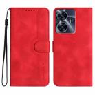 For Realme C55 4G Global/Narzo N55 Heart Pattern Skin Feel Leather Phone Case(Red) - 1