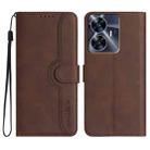 For Realme C55 4G Global/Narzo N55 Heart Pattern Skin Feel Leather Phone Case(Brown) - 1