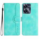 For Realme C55 4G Global/Narzo N55 Heart Pattern Skin Feel Leather Phone Case(Light Blue) - 1