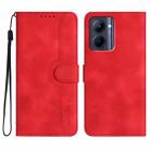 For Realme C33 2022 / 2023 Global Heart Pattern Skin Feel Leather Phone Case(Red) - 1