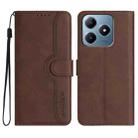 For Realme C63 / C61 Global Heart Pattern Skin Feel Leather Phone Case(Brown) - 1