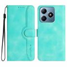 For Realme C63 / C61 Global Heart Pattern Skin Feel Leather Phone Case(Light Blue) - 1