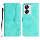For Realme 10 Pro+ Heart Pattern Skin Feel Leather Phone Case(Light Blue) - 1