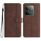 For Realme GT 6 / GT 6T Heart Pattern Skin Feel Leather Phone Case(Brown) - 1