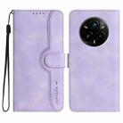 For Realme 14 Pro+ Heart Pattern Skin Feel Leather Phone Case(Purple) - 1