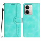 For Realme P3 Ultra 5G Heart Pattern Skin Feel Leather Phone Case(Light Blue) - 1
