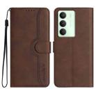 For Realme 14x Global Heart Pattern Skin Feel Leather Phone Case(Brown) - 1