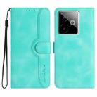For Realme GT 7 India Heart Pattern Skin Feel Leather Phone Case(Light Blue) - 1