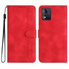For Motorola Moto E13 Heart Pattern Skin Feel Leather Phone Case(Red) - 1